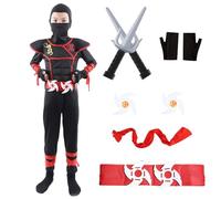 Wizland Kids Ninja Costume Outfit,Boys Ninjago Fancy Dress Up for Halloween Carnival 7-9 years
