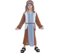 Wizland Kids Shepherd Costume Brown & Blue Striped Elegance, Jesus Nativity-Ideal Christmas Fancy Dress Outfit for Boys 10-12 Years