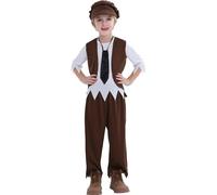 Wizland Victorian Costume for Boys with Hat& Ties,Kids World War 2 Evacuee Costume,Boys Oliver Twist Costumes Outfit for World Book Day 4-6 years(Brown)