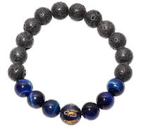 Wizock 10mm Feng Shui Tiger's Eye Stretch Bracelets Wealth Balance Lava Stone Beaded Bracelets for Women and Men Essential Oil Diffuser Jewelry (Blue)