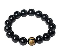 Wizock 12mm Black Obsidian/Agate Gems Protection Stretch Bracelets Good Luck Crystals and Stones Beaded Bracelets for Women and Men Unisex (Black Sutra)