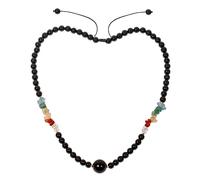 Wizock 7 Chakra Tumbled Stones and Crystals Chips Necklaces for Women Men Black Obsidian Beaded Necklace Protection Energy Jewelry Inspirational Gifts (23"-30")