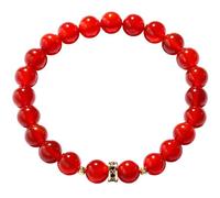 Wizock 8mm Round Crystals Beaded Bracelets Spiritual Stretch Bracelets for Women and Men Birthstone Jewelry Unisex (Red Agate)