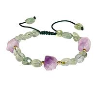 Wizock Amethyst Raw Stone Green Prehnite Energy Bracelets Tumbled Reiki Crystals Meditation Yoga Bracelet for Women