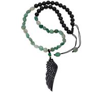 Wizock Aventurine Tumbled Stones Obsidian Wing Pendant Necklaces for Women