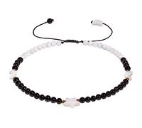 Wizock Black Agate Beaded Anklet Summer Shell Stars and Moon Ankle Bracelets for Women Yoga Meditation Boho Beach Foot Chain Jewelry Gifts