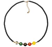 Wizock Black Agate Choker Necklace for Women Feng Shui Five-Element Gemstones and Crystals Amulet Necklaces Attract Wealth and Good Luck (16+2in)