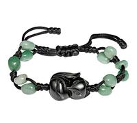 Wizock Black Obsidian Fox Bracelets for Women Reiki Tumbled Stones Beaded Bracelets Adjustable Handmade Balance Jewelry Good Luck Gifts (Aventurine)