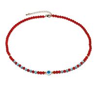 Wizock Boho Agate/Turquoise Beaded Necklaces for Women Evil Eye Necklace Protection Good Luck Unique Jewelry Gifts (Red Agate)