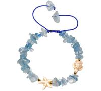Wizock Boho Aquamarine Chips Beaded Bracelets Calm Love Summer Beach Turtle Starfish Bracelets for Women March Birthstone Jewelry Gifts