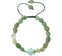 Wizock Boho Blue Sea Turtle Charms Bracelets for Women Reiki Tumbled Crystals Beaded Bracelets Love Wealth and Good Luck Beach Jewelry (Aventurine)