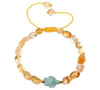 Wizock Boho Blue Sea Turtle Charms Bracelets for Women Reiki Tumbled Crystals Beaded Bracelets Love Wealth and Good Luck Beach Jewelry (Citrine)