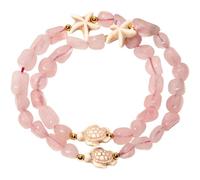 Wizock Boho Summer Turtle and Starfish Wrap Bracelets for Women Tumbled Stones Beaded Bracelets Wealth Love Energy Good Luck Beach Jewelry (Rose Quartz)
