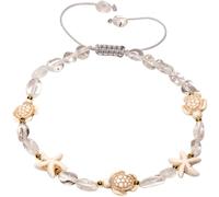 Wizock Boho Turtle Starfish Ankle Bracelets for Women Tumbled Crystals Beaded Anklet Summer Hawaii Beach Adjustable Party Foot Jewelry, L, Stone, Quartz