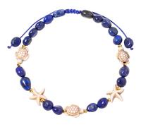 Wizock Boho Turtle Starfish Ankle Bracelets for Women Tumbled Crystals Beaded Anklet Summer Hawaii Beach Adjustable Party Foot Jewelry (Lapis Lazuli)