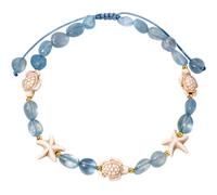 Wizock Boho Turtle Starfish Tumbled Crystals Anklets for Women Foot Jewelry | Adjustable 8.5-10 in, Ankle Bracelets for Women, Handmade, Irregular Tumbled Stones, Bohemian Style, Beach, Party, Vacation