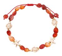 Wizock Boho Turtle Starfish Tumbled Crystals Anklets for Women, Red Agate