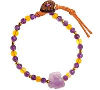 Wizock Boho Yellow Agate/Amethyst Bracelets Love Handmade Good Luck Jewelry Wealth Meditation Spiritual Raw Crystals Beaded Bracelets for Women