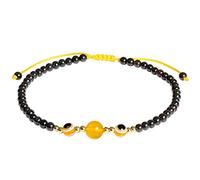 Wizock Evil Eye Black Agate Anklet Protection Good Luck Amulet Jewelry Crystals Adjustable Yellow Agate Beaded Ankle Bracelets for Women