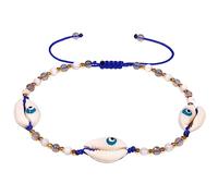 Wizock Evil Eye Shell Jewelry Beaded Anklet Crystals and Gemstones Ankle Bracelets for Women Amulet Protection Gifts Beach Foot Jewelry (Moonstone)