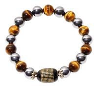 Wizock Feng Shui 10mm Terahertz/Tiger's Eye Stone Beaded Bracelets Wealth Protection Good Luck Spiritual Agate Heart Sutra Stretch Bracelets for Women