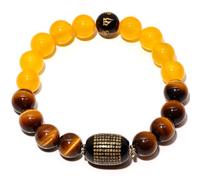 Wizock Feng Shui 10mm Yellow Agate/Tiger's Eye Stretch Bracelets for Women