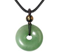Wizock Feng Shui Green Aventurine Donut Circle Pendant Necklace Protection and Prosperity Necklaces for Women Men Positive Energy Unisex Adjustable