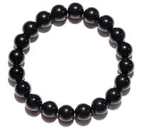 Wizock Gem Semi Precious Gemstone Beaded Bracelets Spiritual Crystals Unisex Stretch Bracelets for Women and Men 10mm Round Beads (Obsidian)