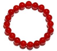Wizock Gem Semi Precious Gemstone Beaded Bracelets Spiritual Crystals Unisex Stretch Bracelets for Women and Men 10mm Round Beads (Red Agate)