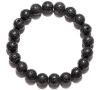 Wizock Gem Semi Precious Gemstone Beaded Bracelets Spiritual Crystals Unisex Stretch Bracelets for Women and Men 10mm Round Beads (Lava Stone)