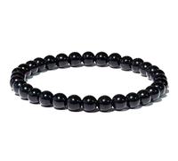 Wizock Gem Semi Precious Gemstones Stretch Bracelets for Women 6mm Round Beads Beaded Bracelets Unisex 6.8 Inches (Obsidian)