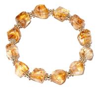 Wizock Irregular Citrine Beaded Bracelets Wealth Good Luck Stretch Bracelets for Women November Birthstone Jewelry Gifts