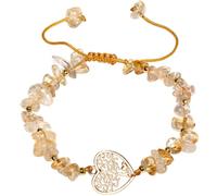 Wizock Irregular Citrine Chips Beaded Bracelets for Women Wealth Spiritual Heart Shaped Tree of Life Charms Bracelets Prosperity Energy Crystals