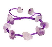 Wizock Irregular Raw Amethyst Quartz Bracelets Adjustable Handmade Braided Bracelet for Women Crystals and Stones Love Jewelry