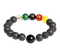 Wizock Lava Stone/Obsidian/Agate Feng Shui Five Elements Beaded Bracelet for Men and Women Wealth Good Luck Amulet Stretch Bracelets