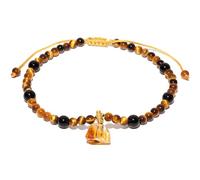 Wizock Obsidian Irregular Raw Citrine Charm Anklet Protection, Tiger's Eye