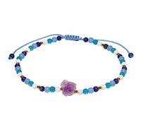 Wizock Raw Amethyst Crystals Beaded Anklet Summer Beach Shell Ankle Bracelets for Women Yoga Meditation Stone Jewelry Gifts (Lapis Lazuli)