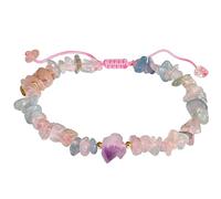 Wizock Raw Amethyst Drusy-Quartz Colorful Gemstones and Crystals Bracelets Tumbled Chips Gems Stones Energy Stretch Bracelets for Women (Morganite)