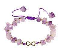 Wizock Raw Amethyst Drusy Quartz Crystal Charm 14k Gold Plated Infinity Bracelets Endless Love Meditation Bracelet for Women Spiritual Gifts