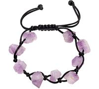 Wizock Raw Drusy Quartz Amethyst Friendships Bracelets Chakra Reiki Genuine Irregular Crystals and Stones Braided Adjustable Handmade Bracelet for women