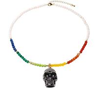 Wizock Reiki 7 Chakra Beaded Necklace Meditation Balance Spiritual Energy Obsidian Skull Pendant Necklaces for Women Protection Yoga Jewelry