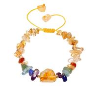 Wizock Reiki 7 Chakra Citrine Chips Beaded Bracelets Spiritual Crystals Yoga Meditation Bracelets for Women Positive Energy Wealth Good Luck Jewelry Gifts