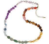 Wizock Reiki 7 Chakra Necklace Spiritual Colorful Irregular Tumbled Stones Beaded Necklaces for Women Balance Meditation Yoga Energy Jewelry