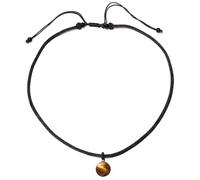 Wizock Simple 14mm Yellow Tiger's Eye Stones Pendant Necklace Adjustable Nylon Rope Necklaces for Women and Men Unisex