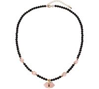 Wizock Simple Black Agate Beaded Necklace Protection Spiritual Wrapped Crystals Hexagonal Prism Point Pendant Necklaces for Women (Rose Quartz)