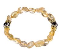 Wizock Simple Citrine Beaded Bracelets for Women Wealth Tumbled Stones Stretch Evil Eye Bracelets Protection Good Luck Gifts