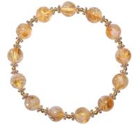 Wizock Simple Citrine Stretch Beaded Bracelets for Women Wealth Gemstones | Beaded Bracelets, Strong Elastic String, Wealth Crystals, Simple, Handmade, Positive Energy, Balance, Smooth, Skin-Friendly