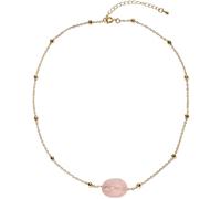 Wizock Simple Irregular Rose Quartz Gold Plated Chain Necklaces for Women