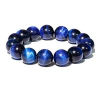 Wizock Spiritual 14mm Semi-Precious Gemstones Stretch Bracelets Unisex | Bracelets for Women Men, Strong Elastic String, Positive Energy, Balance, Protection Gemstones and Crystals, Handmade, Daily