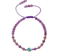 Wizock Spiritual 4mm Crystals Beaded Bracelets Simple Protection Handmade Adjustable Bracelets for Women Evil Eye Jewelry Good Luck (Amethyst)